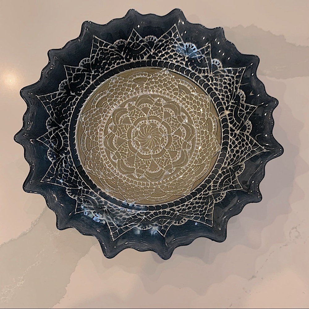 Blue and Silver Detailed Bowl